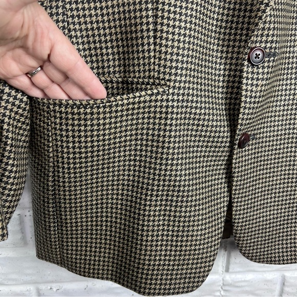 CHAPS Ralph Lauren Black & Tan Houndstooth Pure New Wool Men’s Blazer 42S - Picture 6 of 9